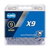 KMC Unisex – Erwachsene Grey X9 9-Fach Kette 1/2' x11/128, 114 Glieder, grau