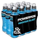 Powerade Sports Mountain Blast - isotonisches, kalorienarmes Sport Getränk mit Fruchtmix-Geschmack - mit Elektrolyten - Iso Drink in stylischen Einweg Flaschen (12 x 500 ml)
