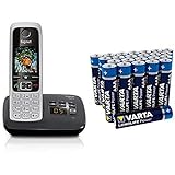 Gigaset C430A Telefon - Schnurlostelefon/Mobilteil - mit TFT-Farbdisplay/Dect-Telefon - mit Anrufbeantworter & Varta Longlife Power Batterie AAA Micro Alkaline Batterien LR03 - 24er Pack