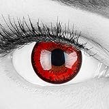 Rote Crazy Fun Kontaktlinsen 'Red Flower' ohne Stärke mit gratis Linsenbehälter - Topqualität zu Fasching, Karneval und Halloween 2022