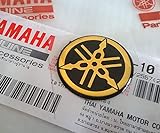 Yamaha Aufkleber Yamaha-Stimmgabel 25 mm Durchmesser Emblem Logo Gold/Schwarz erhöht Kuppelförmig Gel Selbstklebend Motorrad/Jet Ski/ATV/Schneemobil