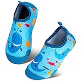 Somic Badeschuhe Kinder Wasserschuhe Aquaschuhe Schnell Trocknend Barfuss Schuhe für Jungen Mädchen Schwimmschuhe Barfußschuhe Surfschuhe Beach Pool rutschfeste Blau EU 26/27